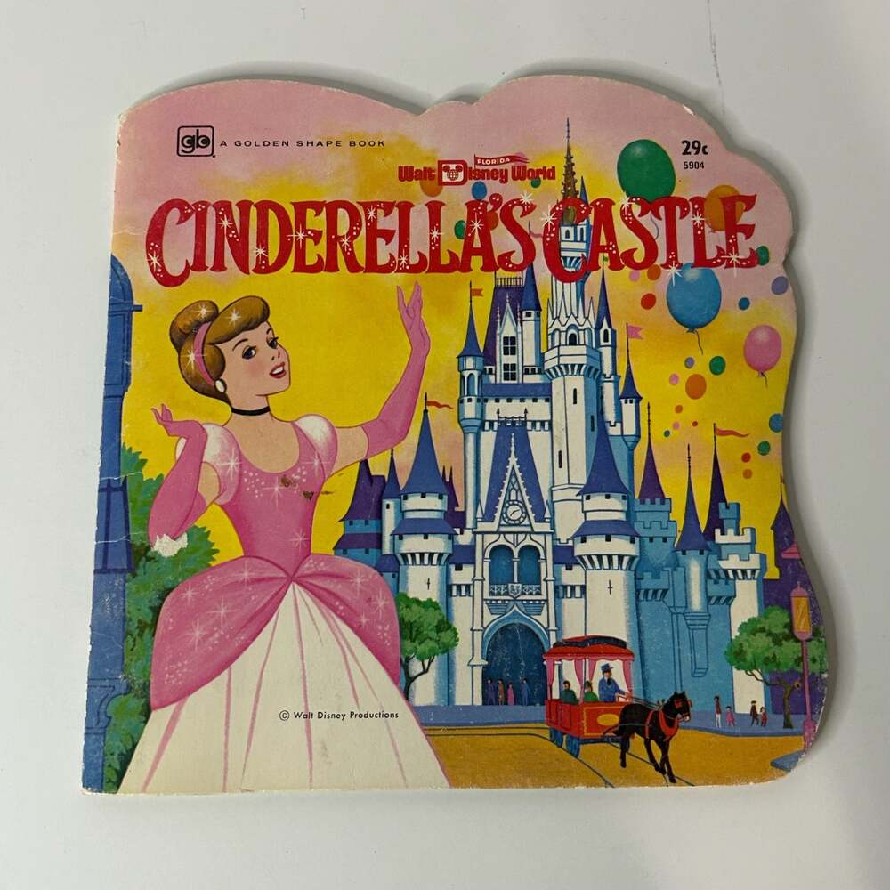Vintage 1972 Walt Disney World Florida Cinderella's Castle Golden Shape Book